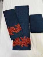 Load image into Gallery viewer, Ajrak applique work suit piece