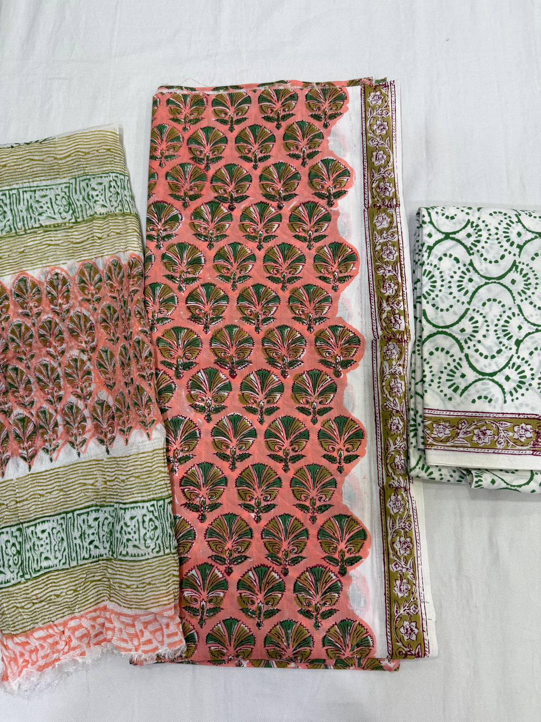 Handblock cottons with chiffon dupatta