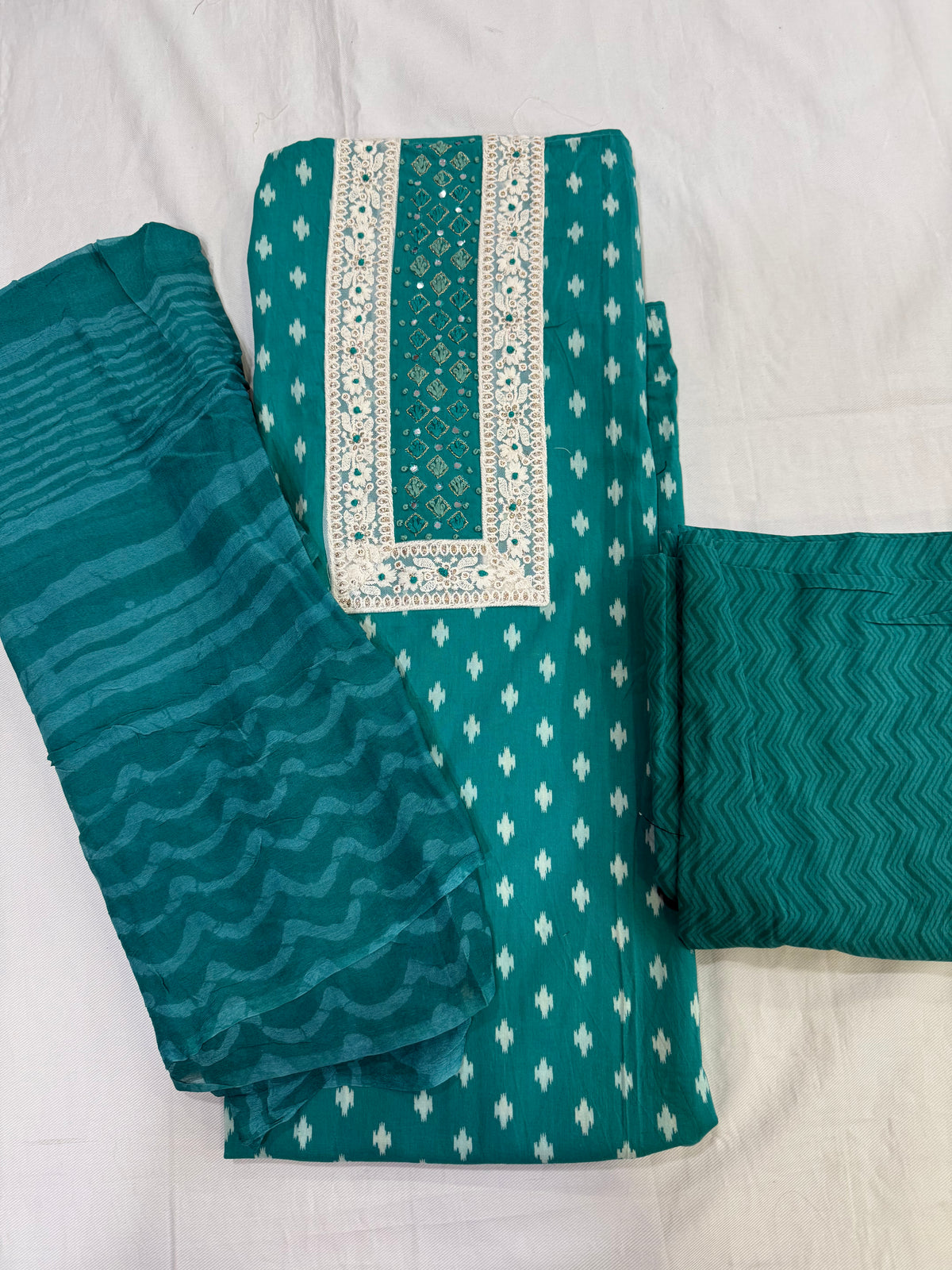 Pure cotton with chiffon dupatta
