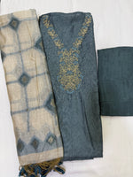 Load image into Gallery viewer, Chanderi embroidered shirt with jamdani dupatta
