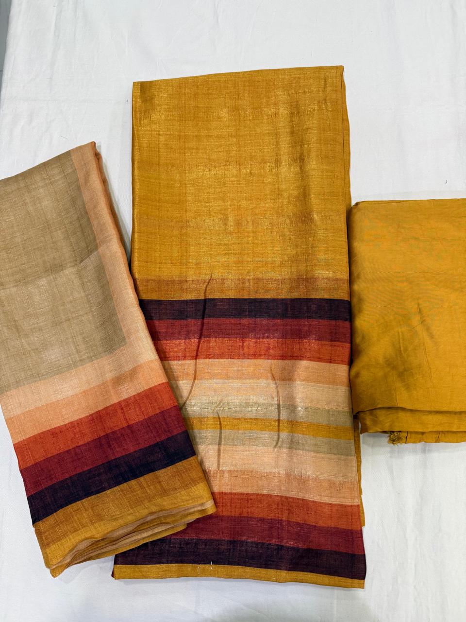 Semi tussar stripe design