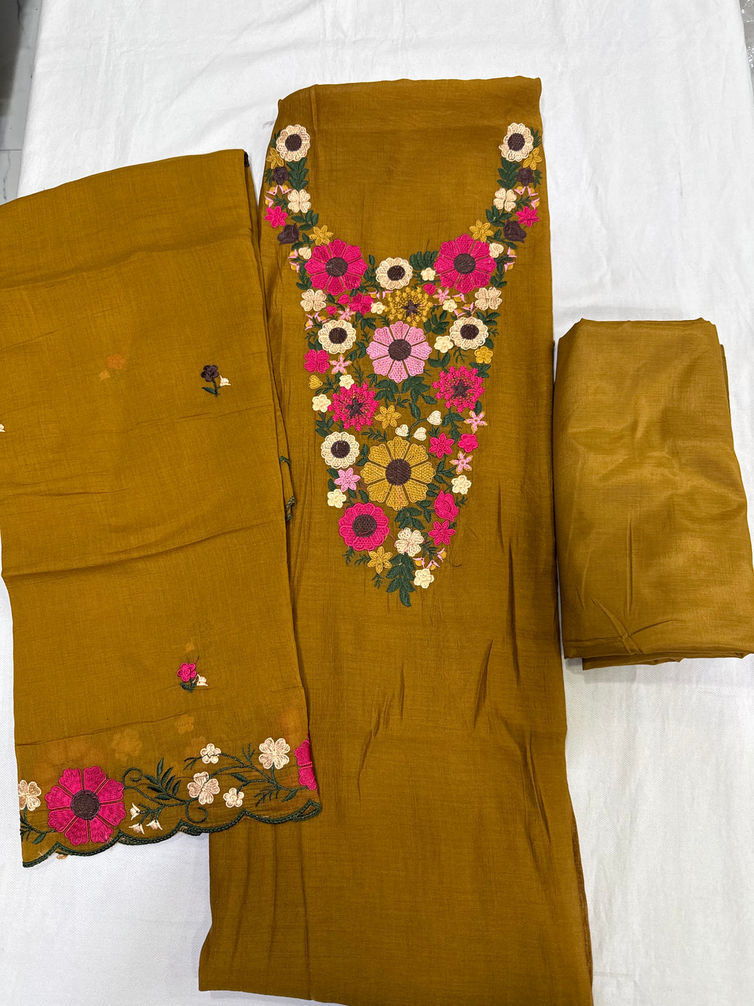 Mul chanderi embroidered