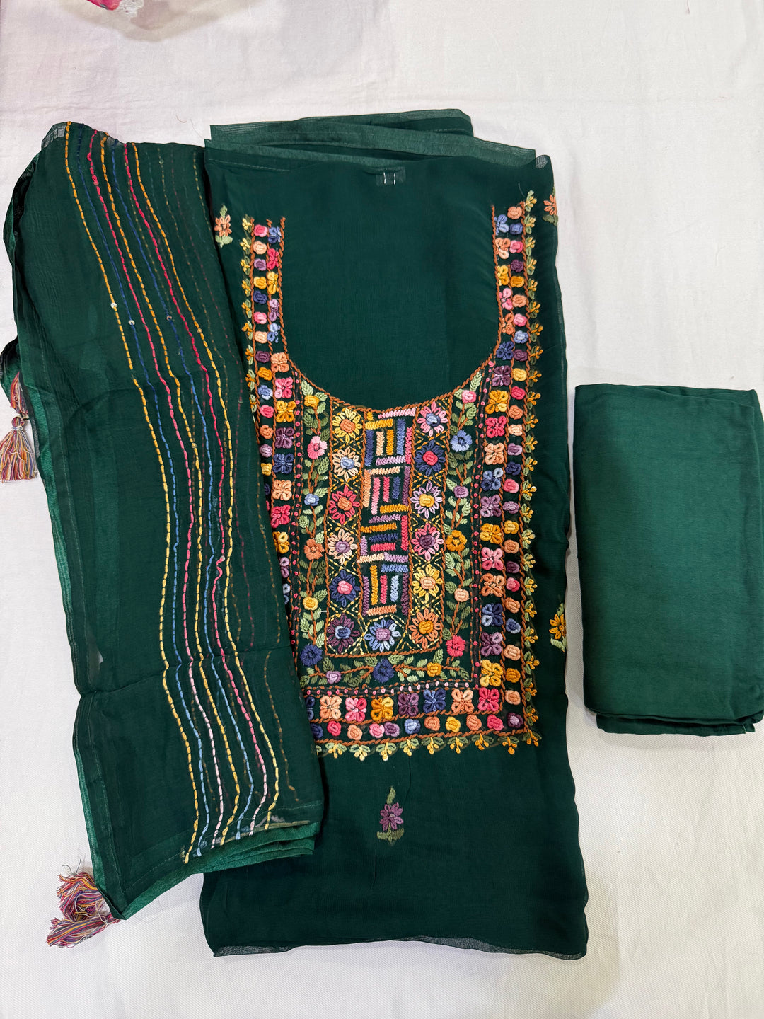 Pure georgette calcutta work