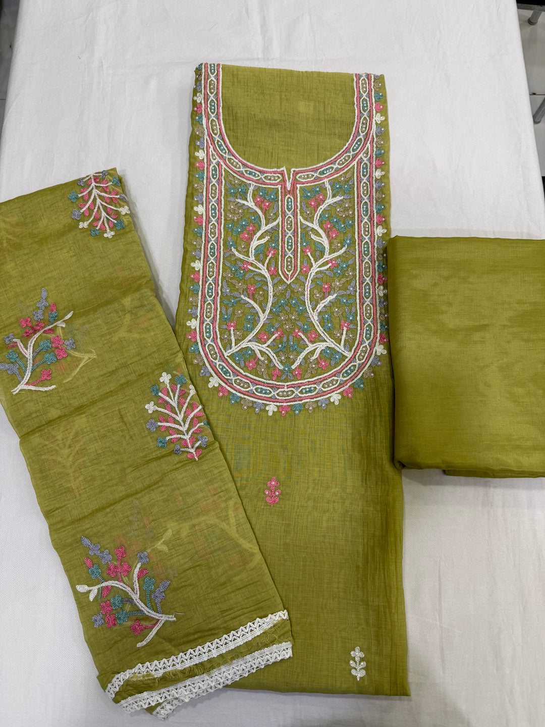 Mul chanderi embroidered