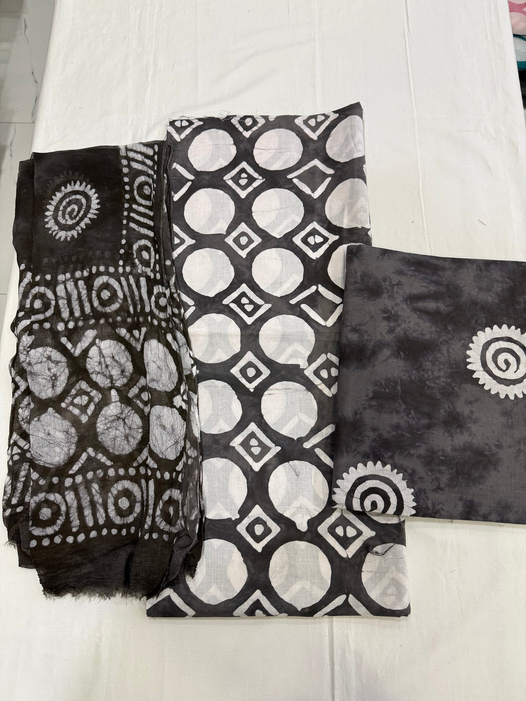Jaipuri Cotton Suit with Chiffon Dupatta