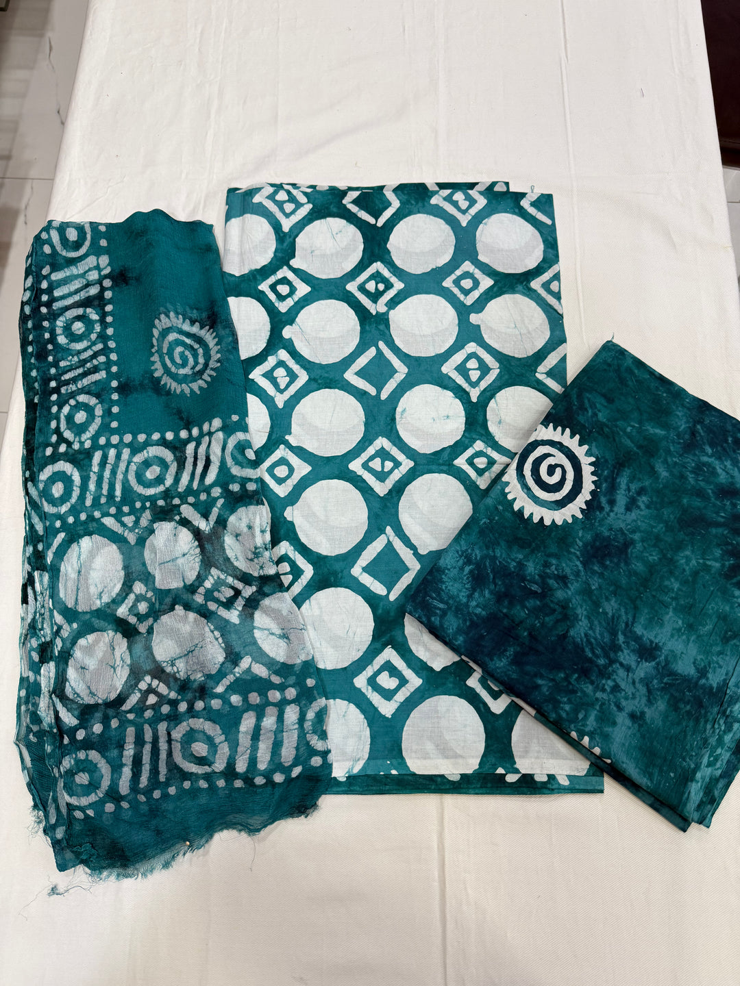 Jaipuri Cotton Suit with Chiffon Dupatta