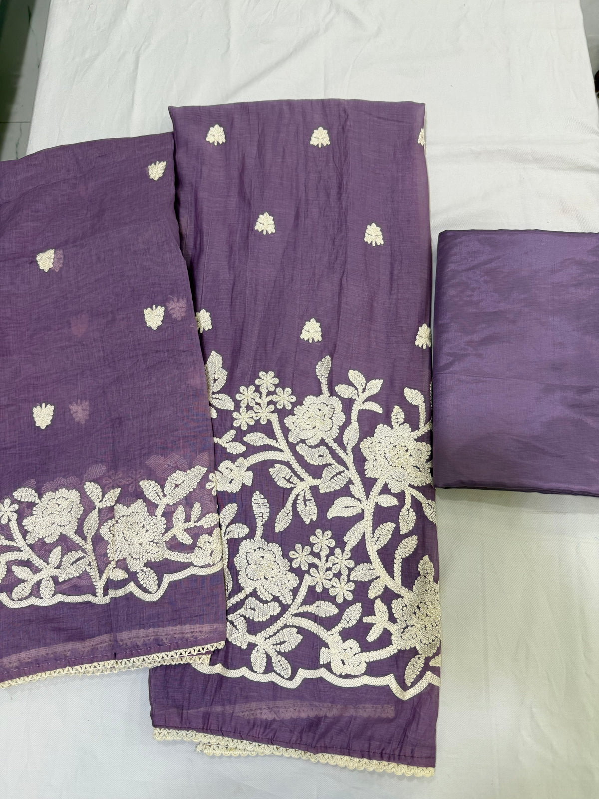 Mul chanderi thread embroidered collection