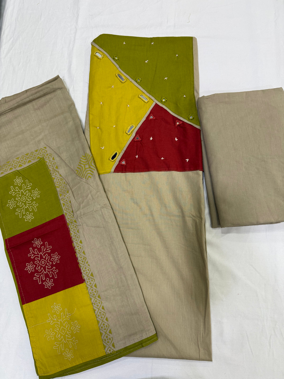 Premium cotton with patchwork dupatta