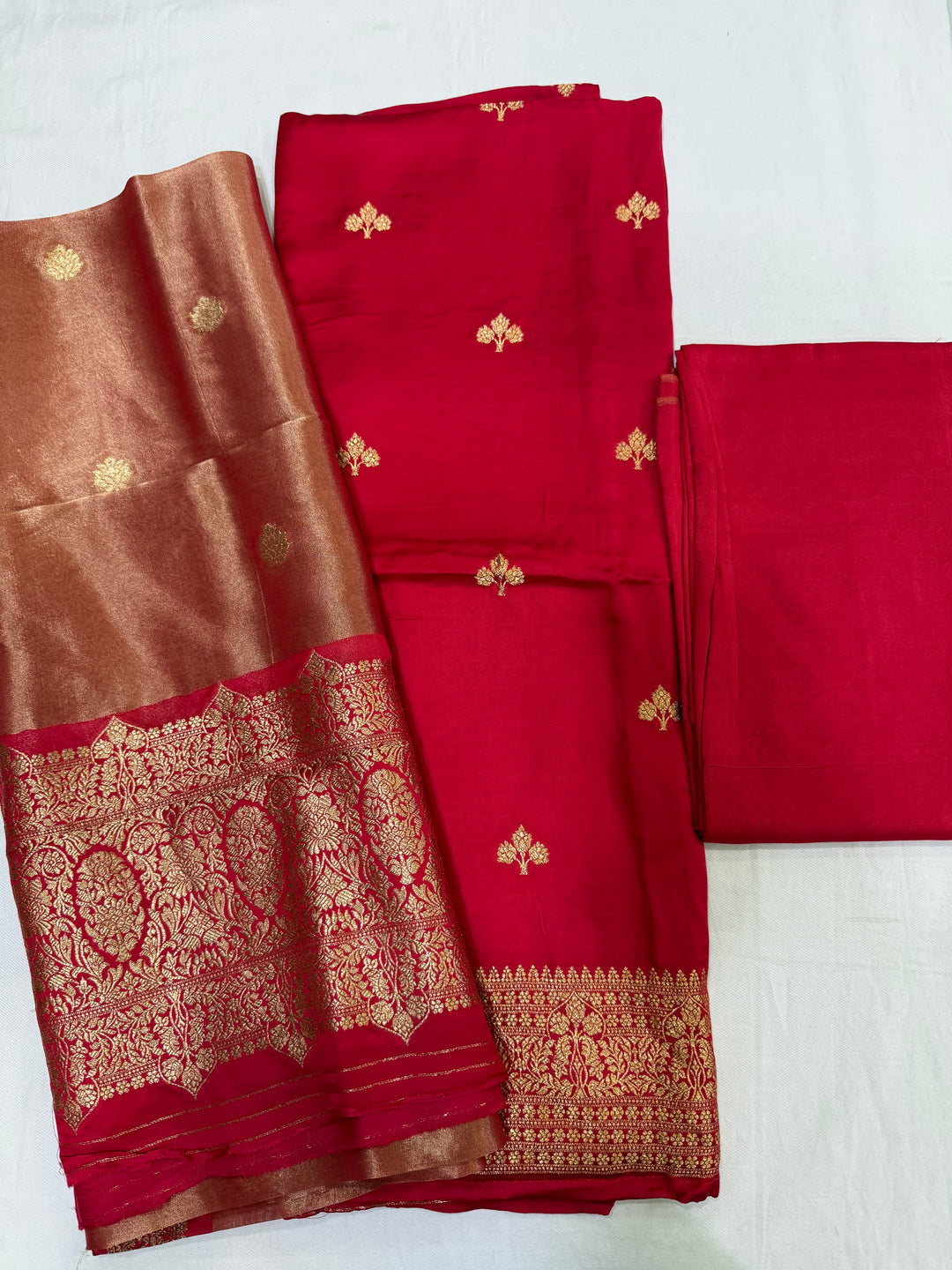 Premium modal satin with tissue dupatta banarsi pallu