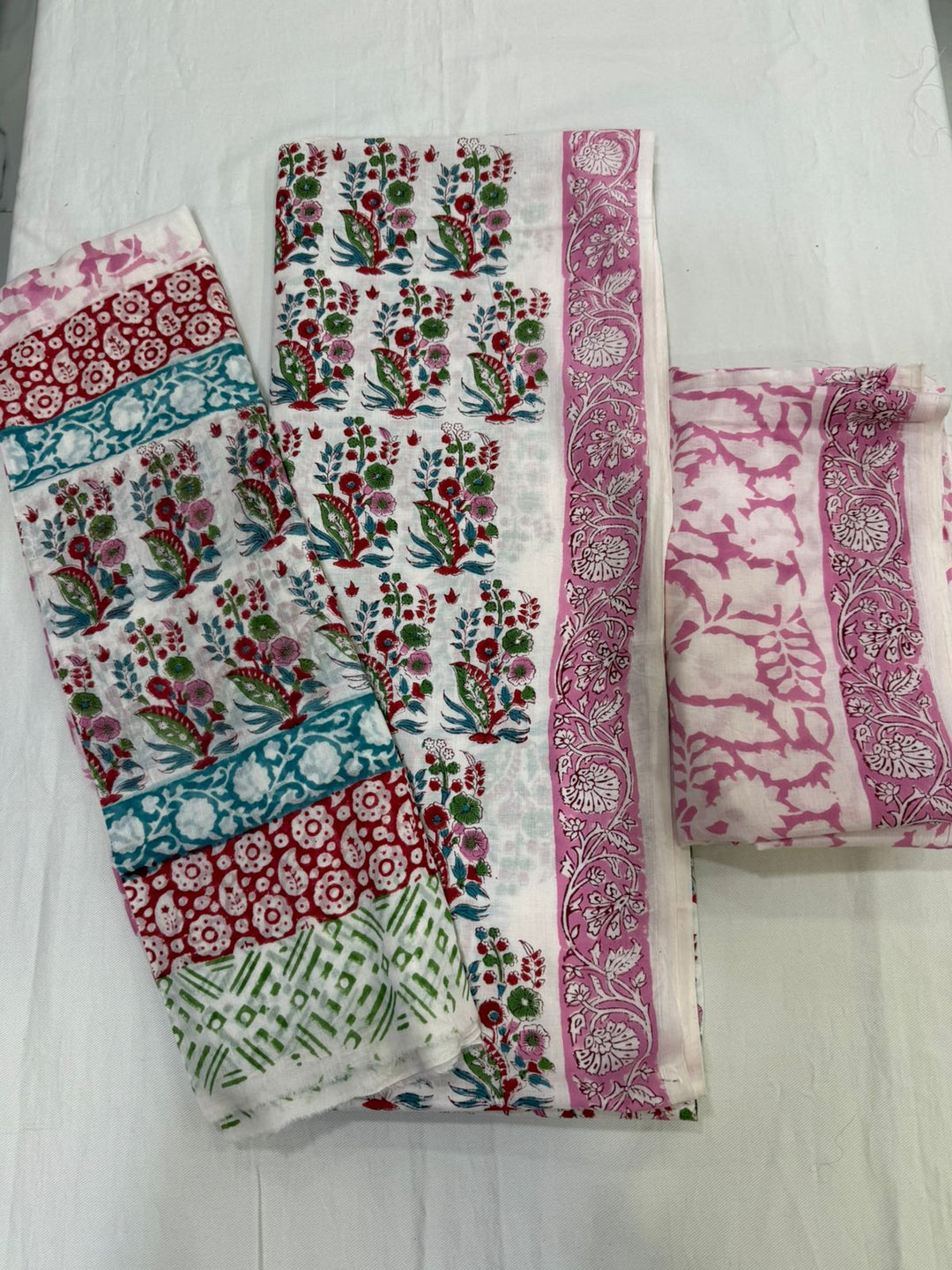 Premium Jaipuri Cotton Unstitched Suit Set
