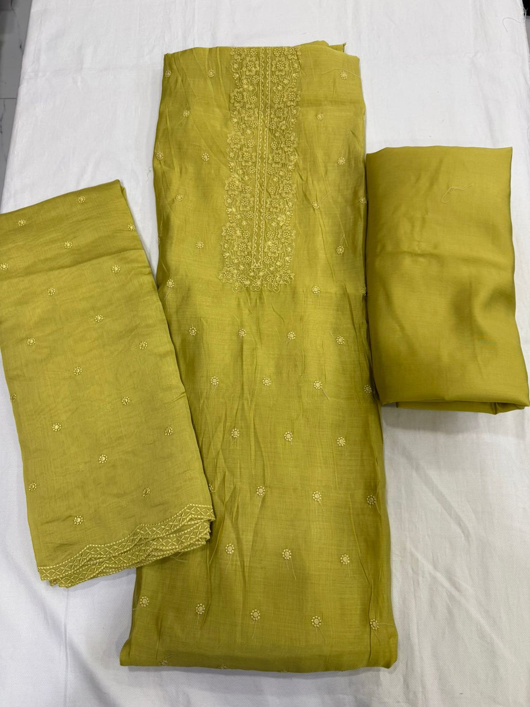 Tone-on-tone embroidery suit set