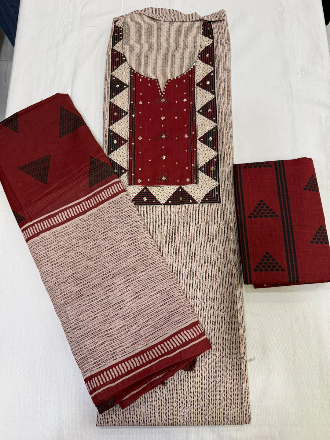 Pure cotton traditional motifs print suit piece